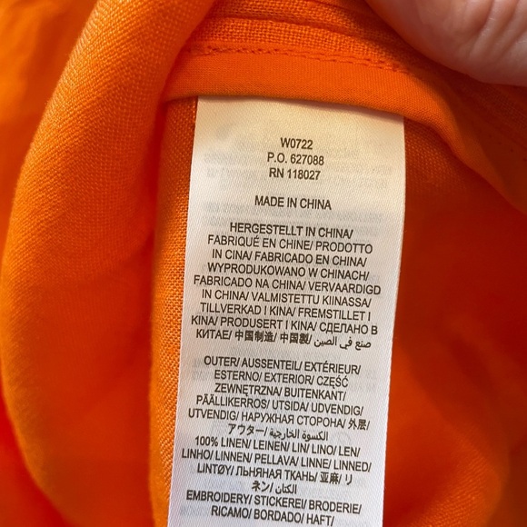 BODEN Fleur Embroidered 100% Linen Crochet Dress Orange Pink Size 2 Easter Party - Picture 9 of 9